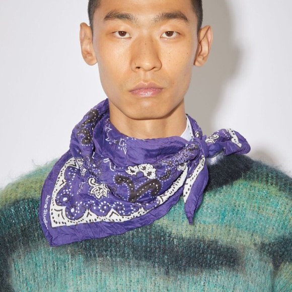 Acne Studios PAISLEY SCARF Blue/white - Picture 4 of 4